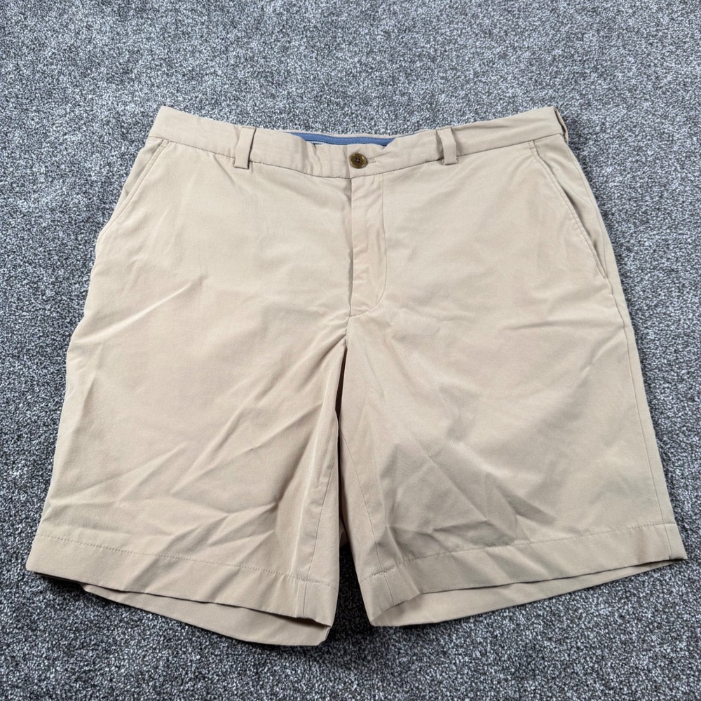 Brooks Brothers Performance Shorts Mens 36 Khaki Tan Stretch Golf Chino 9 Inseam